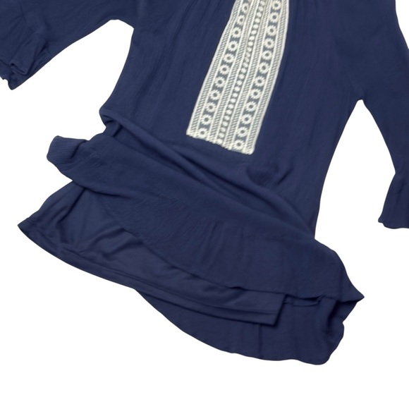 Indigo Soul Navy Blue Lace Detail Bracelet Sleeve Tunic Top Small - Picture 8 of 13